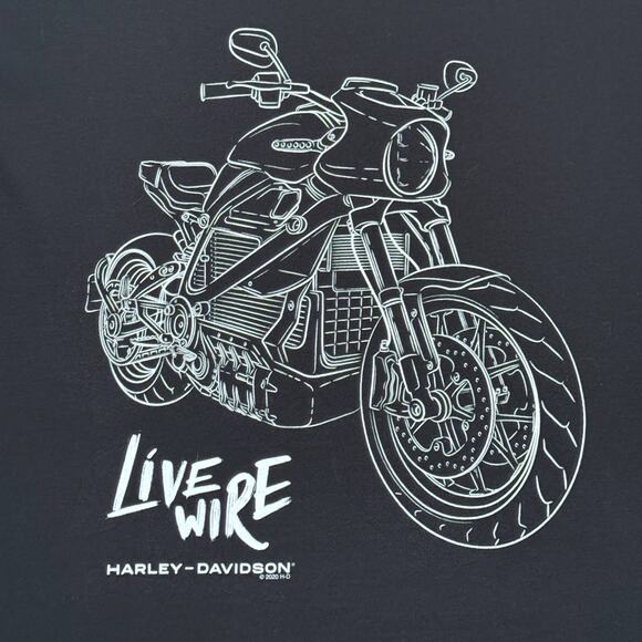 Harley Davidson Livewire 2020 Black/White Graphic Tee Size L GUC - Picture 2 of 7